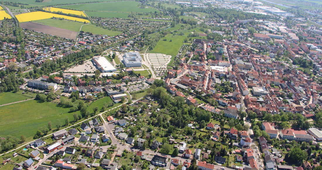 Eine Stadt von oben.