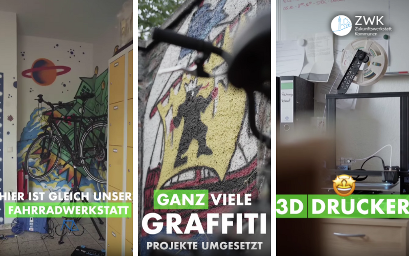 Screenshots der Videoclips zu Angeboten der Kinder- und Jugendarbeit in Dessau-Roßlau