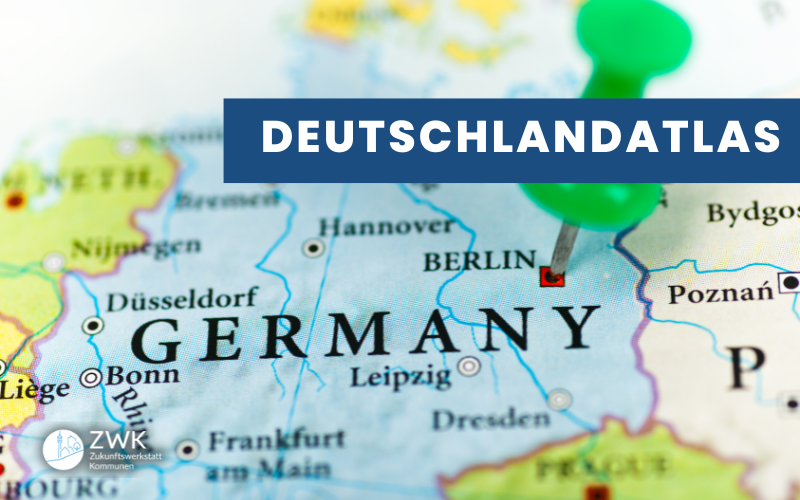 Deutschlandkarte mit Text: Deutschlandatlas 