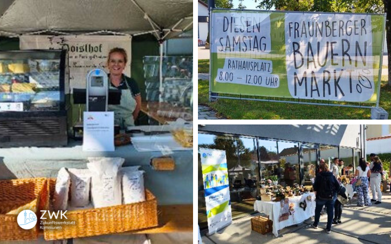 Fotocollage Bauernmarkt Fraunberg: Nahversorgung sicherstellen im Rahmen der Zukunftswerkstatt Kommunen